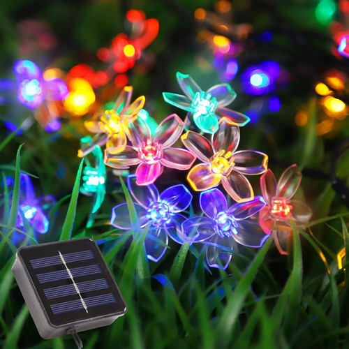 Outdoor solar flower - flower, string